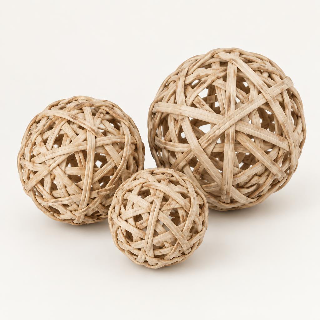 Woven Wicker Decorative Balls, Set of 3 – view 1