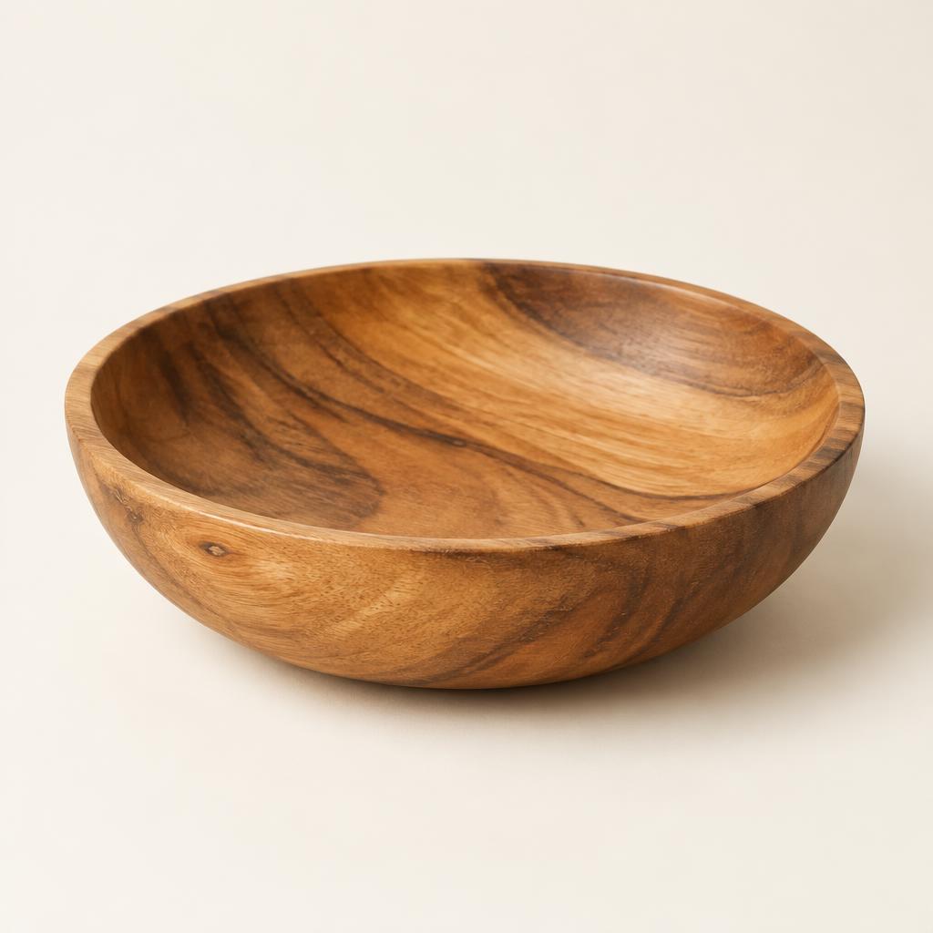 Carved Acacia Wood Decorative Bowl, 25 cm – view 1
